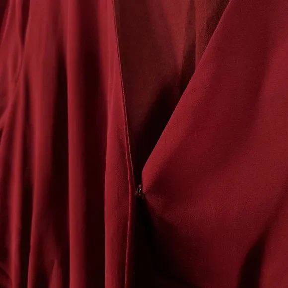 Lulus Romper Womens XL Burgundy Snap Front Sheer Lined Elastic Waist Sleeve - Picture 5 of 15